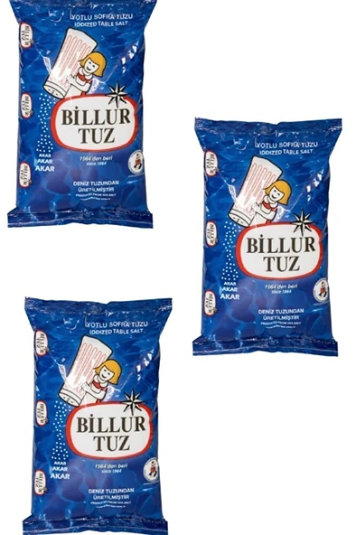 BİLLUR TUZ Iyotlu Tuz 750*3 2250 Gr ürün görseli 1