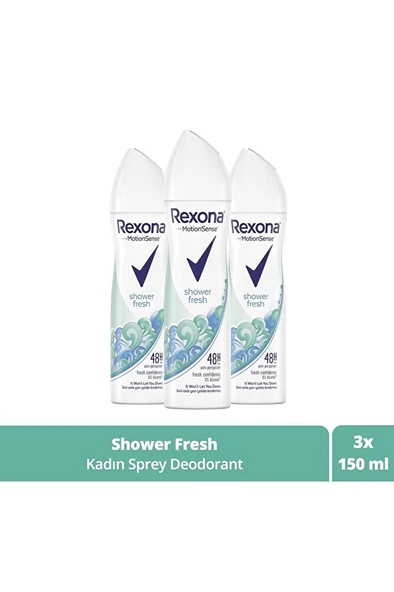 REXONA Kadın Sprey Deodorant Shower Fresh 150 Ml X 3 Adet ürün görseli 1
