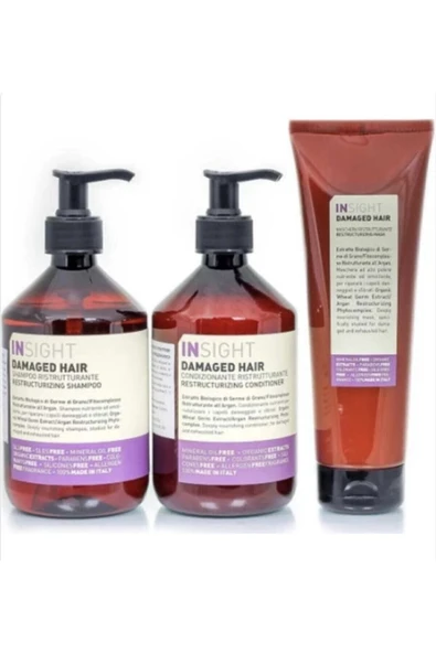 INSİGHT Damaged Hair Şampuan 400 ml + Krem 400 ml + Maske 250 ml ürün görseli 1