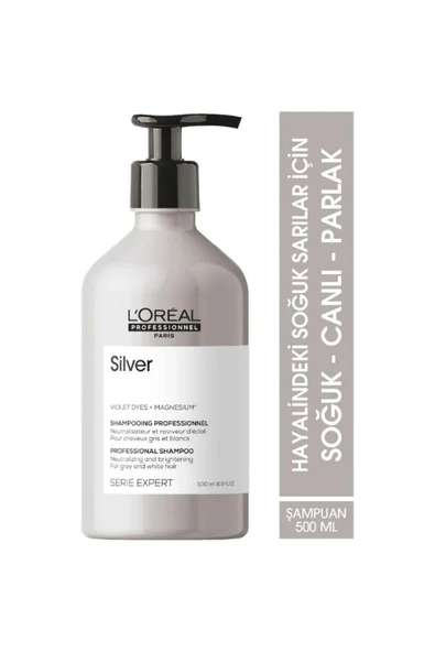 L'OREAL PROFESSİONNEL Serie Expert Silver Çok Açık Sarı, Gri Ve Beyaz Saçlar Için Renk Dengeleyici M ürün görseli 1