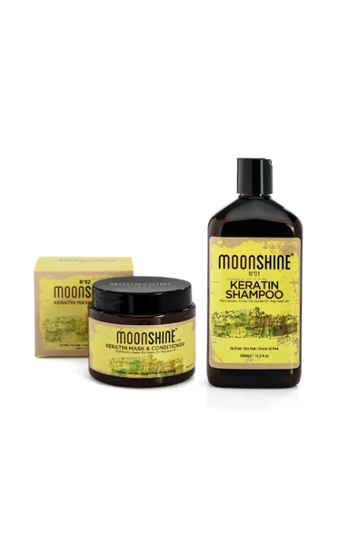 MOONSHINE Keratin Desteği Set (500ml Şampuan + 500ml Mask&conditioner) ürün görseli 1