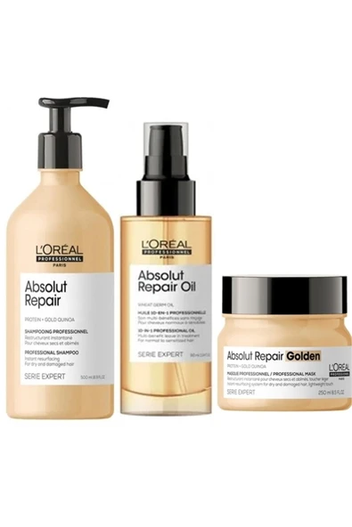 L'OREAL PROFESSİONNEL Loreal Serie Expert Absolut Repair Şampuan 500 Ml + Absolut Repair Maske + Absolut Repair Serum 90ml ürün görseli 1