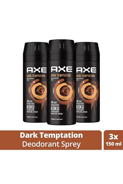 AXE Sprey Dark Temptation Erkek Deodorant 150 ml X3 - Resim 2