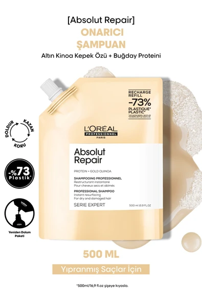 L'OREAL PROFESSİONNEL Absolut Repair Yıpranmış Saçlar için Onarıcı Refill Şampuan 500ml ürün görseli 1