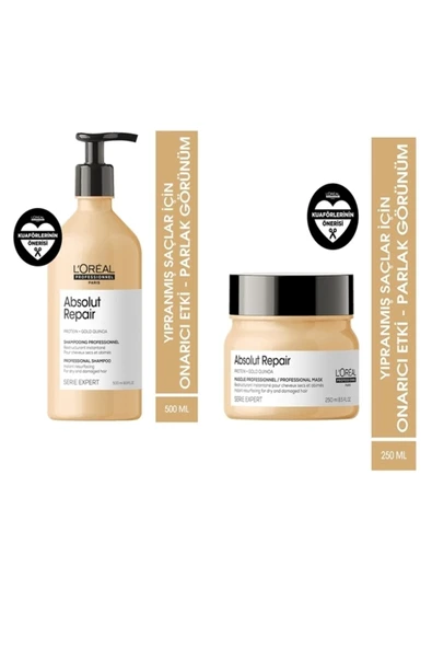 L'OREAL PROFESSİONNEL Loreal Serie Expert Absolut Repair Onarıcı Şampuan 500 Ml + Serie Expert Absolut Repair Maske ürün görseli 1