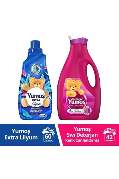 YUMOŞ Extra Lilyum Konsantre Çamaşır Yumuşatıcı 1440 ml + Hassas Giysiler İçin Deterjan 2500 ml. ürün görseli 1