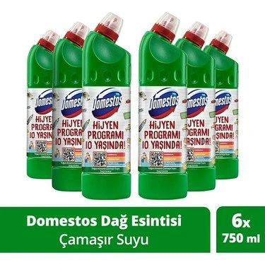 DOMESTOS 6'lı Paket Çamaşırsuyu Dağ Esintisi 750ml ürün görseli 1