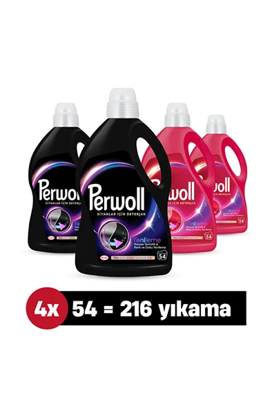 PERWOLL Yenileme & Hassas Çamaşır Deterjanı 2970ml 4'lü set Siyahlar X2, Renkliler X2 ürün görseli 1