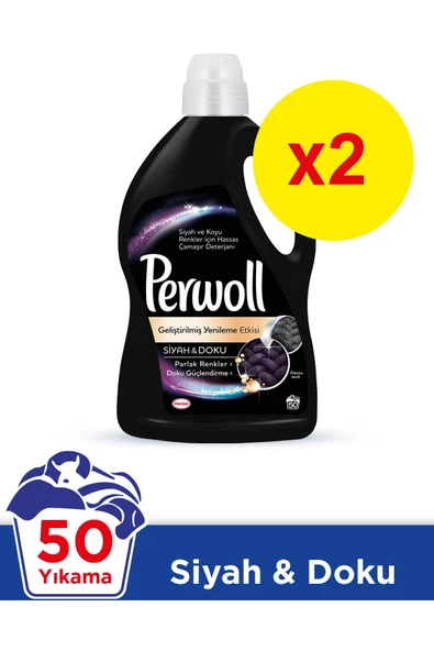 Perwoll Hassas Sıvı Çamaşır Deterjanı Siyah&Doku 2970 L 50 yıkama Mix 2 Li ürün görseli 1