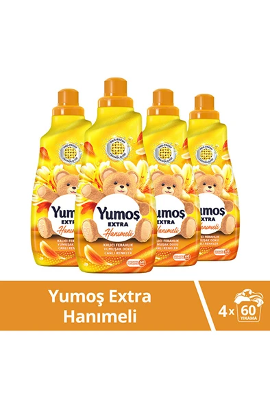 YUMOŞ Extra Konsantre Çamaşır Yumuşatıcısı Hanımeli 1440 ml 60 Yıkama 4 Adet ürün görseli 1