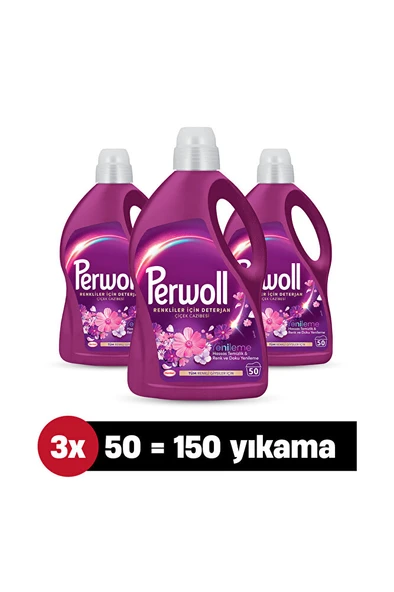 PERWOLL Yenileme & Hassas Sıvı Çamaşır Deterjanı Çiçek Cazibesi 2.7L 3'lü set (150 Yıkama) ürün görseli 1