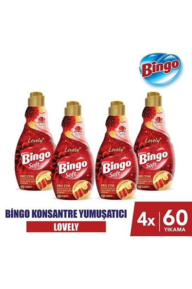 BİNGO Soft Konsantre Çamaşır Yumuşatıcısı Lovely 1,44 Lt X 4 Adet ürün görseli 1
