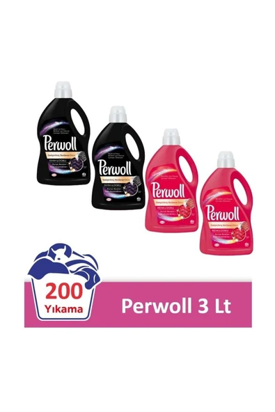 Perwoll Hassas Bakım Sıvı Çamaşır Deterjanı 4x2970 L (200 Yıkama) 2 Siyah+2 Renkli Giysiler için Yenileme&Onarım ürün görseli 1