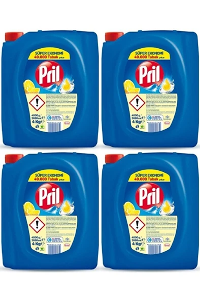 PRİL Elde Bulaşık Deterjanı Üç Etkili Güç Limon 4 kg X 4 Adet ürün görseli 1