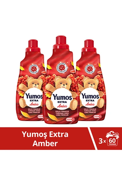 YUMOŞ Extra Konsantre Çamaşır Yumuşatıcısı Amber 1440 ml 60 Yıkama 3 Adet ürün görseli 1