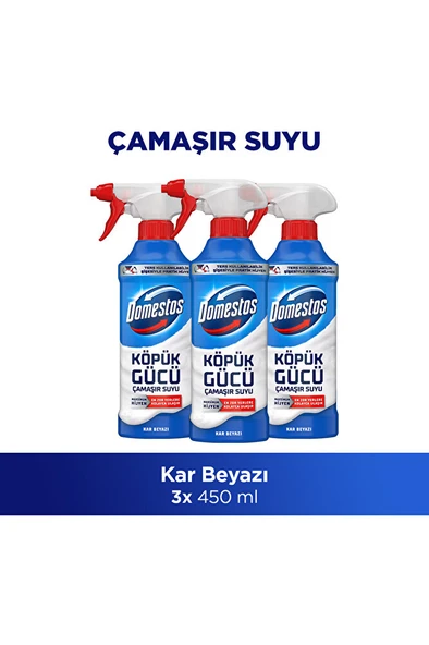 DOMESTOS Köpük Gücü Köpük Çamaşır Suyu Beyaz Sabun 450 ml x3 ürün görseli 1