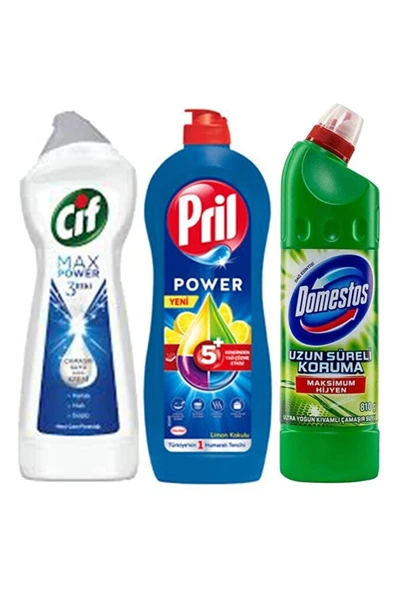 DOMESTOS Cif Power Pril Limon Etkili 3'lü Temizlik Seti ürün görseli 1