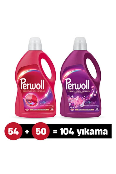 PERWOLL Sıvı Çamaşır Deterjanı 2'li set : x1 Renkli 2,97L, x1 Çiçek Cazibesi 2,75L (104 yıkama) ürün görseli 1