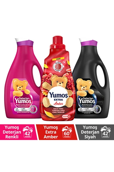 YUMOŞ Çamaşır Yumuşatıcısı Amber 1440ml Sıvı Deterjan Renk 2500ml Sıvı Deterjan Siyah 2500ml ürün görseli 1