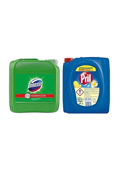 PRİL Sıvı Bulaşık Deterjanı 3 'lü Güç Limon 4 Kg Domestos Çamaşır Suyu Dağ Esintisi 3.5 Kg ürün görseli 1