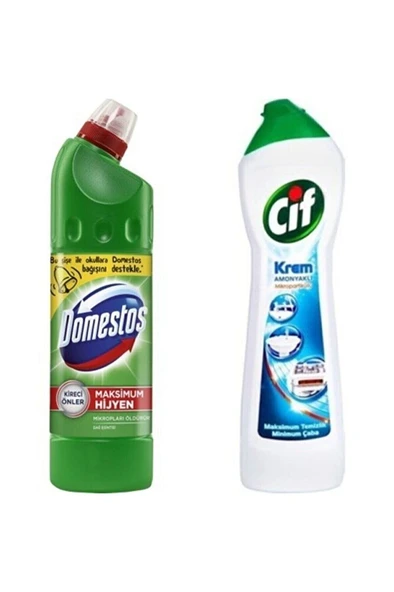 Cif Krem Amonyaklı 750 Ml + DOMESTOS  Ultra Yoğun Çamaşır Suyu Dağ Esintisi 810 Gr ürün görseli 1