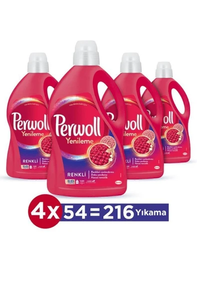 Perwoll Sıvı Deterjan Yenileme Renkliler 4x2.97L (Toplam 216 Yıkama)  Renk Koruma Deterjan Seti ürün görseli 1