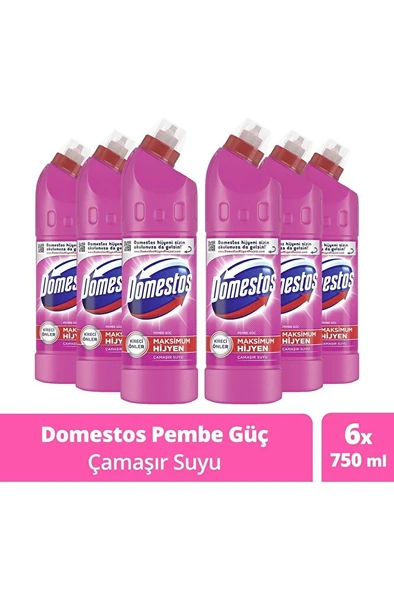 DOMESTOS Çamaşır Suyu Pembe Güç 750 ml 6 Adet ürün görseli 1