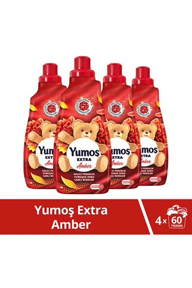 YUMOŞ Extra Konsantre Çamaşır Yumuşatıcısı Amber 1440 ml 60 Yıkama 4adet ürün görseli 1