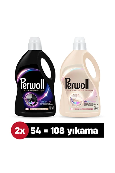 PERWOLL Sıvı Deterjan Yenileme Açık Renkler + Yenileme Siyah 2.97L (54 Yıkama) Perwol Set ürün görseli 1