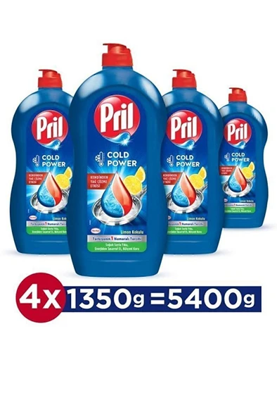 Elde Yıkama Sıvı Bulaşık Deterjanı 4x1350g Limon 5 Etki - Kendinden Yağ Çözme Özelliği ürün görseli 1