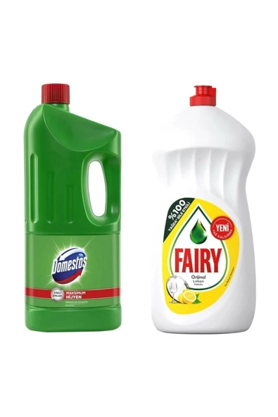 Çamaşır Suyu Dağ Esintisi 2 Litre + Fairy Bulaşık Deterjanı Limon ürün görseli 1