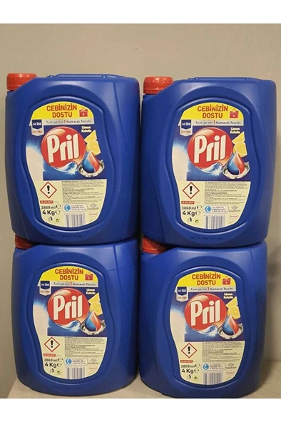 PRİL Elde Bulaşık Deterjanı Üç Etkili Güç Limon 4 Kg X 4 Adet ürün görseli 1