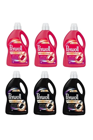 PERWOLL 3 L X 6 Adet Siyahlar Için 3 Adet + Renkliler Için 3 Adet Sıvı Çamaşır Deterjanı ürün görseli 1