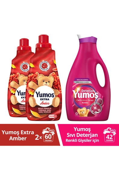 YUMOŞ Amber Çamaşır Yumuşatıcı 1440 ml 2adet Deterjan Renkli Giysiler 2500ml1adet ürün görseli 1