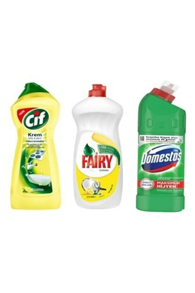 FAİRY bulaşık deterjanı Cif Krem - domestos 3'lü Set ürün görseli 1
