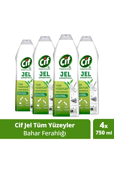 Tüm Yüzeyler Için Jel Yüzey Temizleyici Leke Çıkarıcı, Yağ Çözücü Bahar Ferahlığı 750 Mlx4 ürün görseli 1