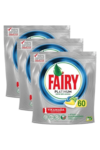 FAİRY Platinum 60 X 3 Yıkama Bulaşık Makinesi Deterjanı Kapsülü Limon Kokulu ürün görseli 1