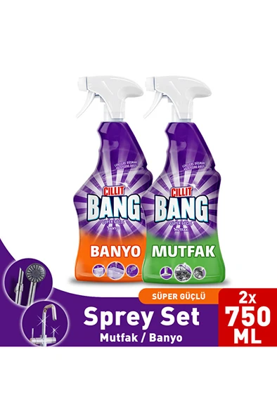 Banyo Ve Mutfak Temizleyici Yağ Çözücü Ve Kireç Sökücü Sprey Set (2X750 ML) ürün görseli 1