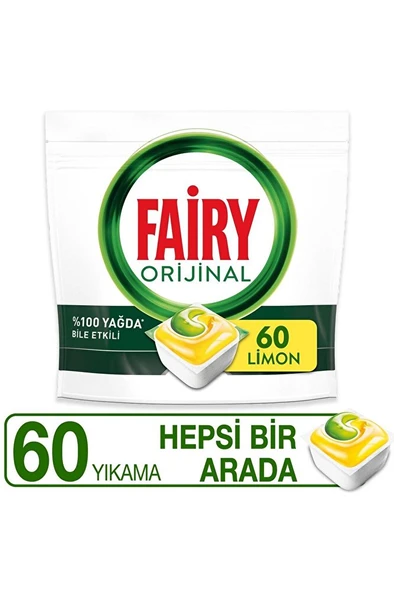 FAİRY Hepsi Bir Arada 60 Yıkama Bulaşık Makinesi Deterjanı Kapsülü Limon Kokulu ürün görseli 1