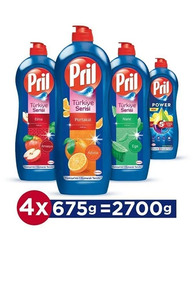 Elde Yıkama Sıvı Bulaşık Deterjanı 4 x 675g Türkiye Serisi (Portakal + Elma + Nane + Limon) ürün görseli 1