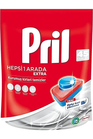 PRİL All In 1 Extra 45 Tablet - Bulaşık Makinesi İçin Güçlü Temizlik ürün görseli 1