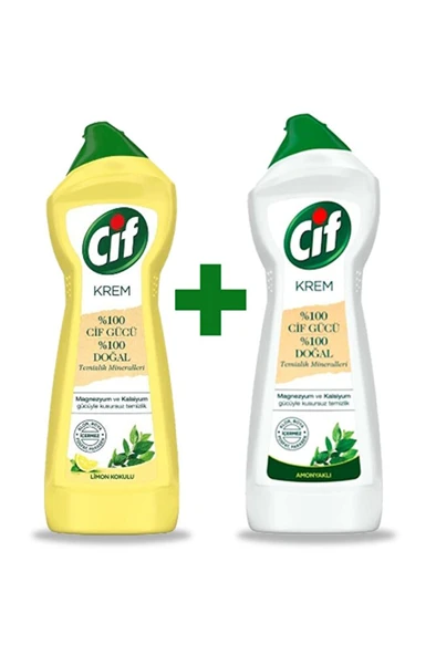 CİF Krem Amonyaklı Yüzey Temizleyici 750 ml + Limon Kokulu Temizleyici 750 ml ürün görseli 1
