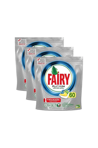FAİRY Platinum Bulaşık Makinesi Deterjanı Kapsülü Limon Kokulu 60 x 3 Yıkama ürün görseli 1