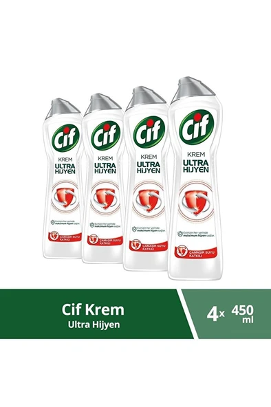 Krem Yüzey Temizleyici Çamaşır Suyu Katkılı Ultra Hijyen 450 ml 4adet ürün görseli 1