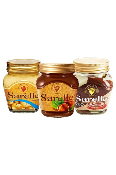 SARELLE 3'lü Tanışma Paketi (FINDIK EZMESİ 350 GR KAKAOLU FINDIK KREMASI 350 GR DUO 350 GR) ürün görseli 1