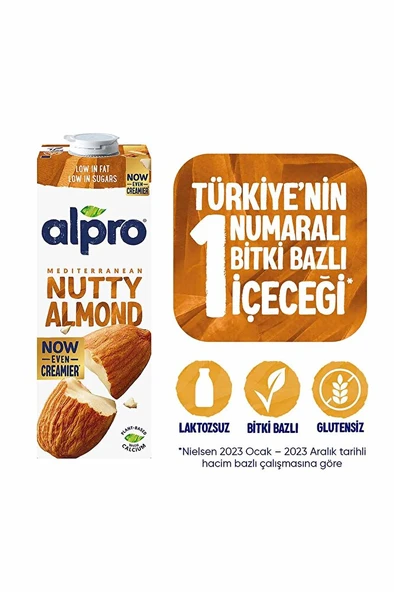 ALPRO Badem Sütü 1 L Vegan Laktozsuz Bitkisel Bazlı ürün görseli 1