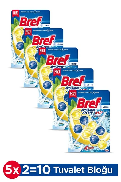 BREF Power Aktiv Katı Tuvalet Bloğu 5 Adet Limon Ikili (5\'Lİ SET) ürün görseli 1