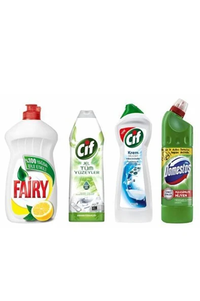 Fairy Sıvı Bulaşık Deterjanı Limonl 1350 ml  Domestos 750 ml Amonyak 750 gr  Tüm Yüzeyler 750 gr ürün görseli 1