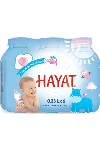 HAYAT BEBEK 6 X 0.33l Doğal Mineralli Bebek Su 2 Adet Suluk Aparatı ürün görseli 1