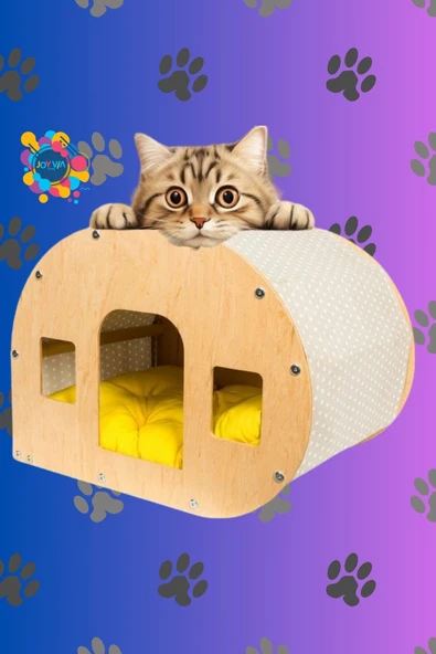 Ahşap Kedi Evi  Modern Tasarım, Rahat Yataklı, Portatif ve Şık Pet House ürün görseli 1